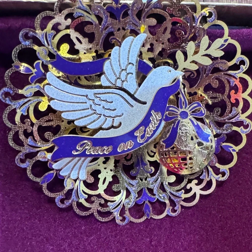 Baldwin 24kt Gold Finished Brass‎ Ornament Lot Peace Dove Bells Congratulations